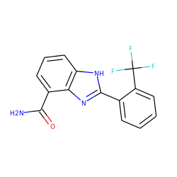 NC(=O)c1cccc2[nH]c(-c3ccccc3C(F)(F)F)nc12 ZINC000013834556