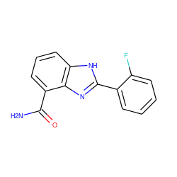 NC(=O)c1cccc2[nH]c(-c3ccccc3F)nc12 ZINC000013834559