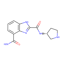 NC(=O)c1cccc2[nH]c(C(=O)N[C@@H]3CCNC3)nc12 ZINC001772573953