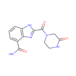 NC(=O)c1cccc2[nH]c(C(=O)N3CCNC(=O)C3)nc12 ZINC001772617246