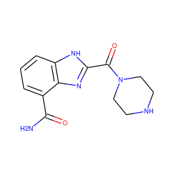 NC(=O)c1cccc2[nH]c(C(=O)N3CCNCC3)nc12 ZINC000584905383