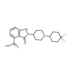 NC(=O)c1cccc2[nH]n(C3CCN(C4CCC(F)(F)CC4)CC3)c(=O)c12 ZINC000146876092