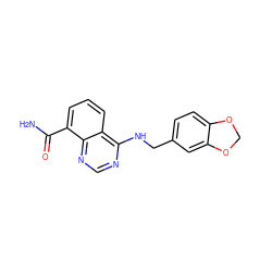 NC(=O)c1cccc2c(NCc3ccc4c(c3)OCO4)ncnc12 ZINC000114348046