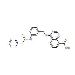 NC(=O)c1cccc2c(NCc3cccc(NC(=O)Cc4ccccc4)c3)ncnc12 ZINC000114349426