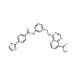 NC(=O)c1cccc2c(NCc3cccc(NC(=O)c4ccc(-c5ncc[nH]5)cc4)c3)ncnc12 ZINC000114347758