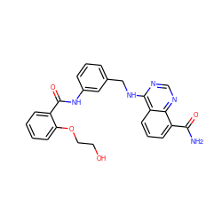 NC(=O)c1cccc2c(NCc3cccc(NC(=O)c4ccccc4OCCO)c3)ncnc12 ZINC000114349980