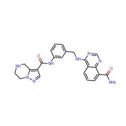 NC(=O)c1cccc2c(NCc3cccc(NC(=O)c4cnn5c4CNCC5)c3)ncnc12 ZINC000114349567