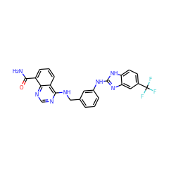 NC(=O)c1cccc2c(NCc3cccc(Nc4nc5cc(C(F)(F)F)ccc5[nH]4)c3)ncnc12 ZINC000114345229