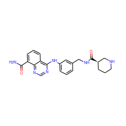 NC(=O)c1cccc2c(Nc3cccc(CNC(=O)[C@@H]4CCCNC4)c3)ncnc12 ZINC000167029136