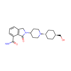 NC(=O)c1cccc2c1C(=O)N(C1CCN([C@H]3CC[C@H](CO)CC3)CC1)C2 ZINC000141247649