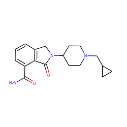 NC(=O)c1cccc2c1C(=O)N(C1CCN(CC3CC3)CC1)C2 ZINC000143720559