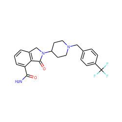 NC(=O)c1cccc2c1C(=O)N(C1CCN(Cc3ccc(C(F)(F)F)cc3)CC1)C2 ZINC000117356354