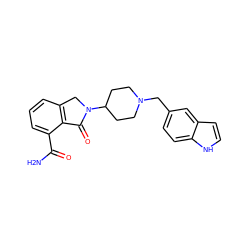 NC(=O)c1cccc2c1C(=O)N(C1CCN(Cc3ccc4[nH]ccc4c3)CC1)C2 ZINC000068248921