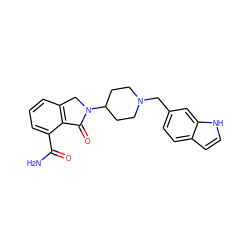 NC(=O)c1cccc2c1C(=O)N(C1CCN(Cc3ccc4cc[nH]c4c3)CC1)C2 ZINC000117348179