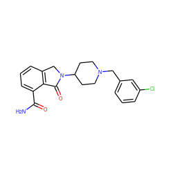 NC(=O)c1cccc2c1C(=O)N(C1CCN(Cc3cccc(Cl)c3)CC1)C2 ZINC000117361366