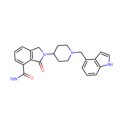 NC(=O)c1cccc2c1C(=O)N(C1CCN(Cc3cccc4[nH]ccc34)CC1)C2 ZINC000117363380