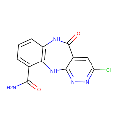 NC(=O)c1cccc2c1Nc1nnc(Cl)cc1C(=O)N2 ZINC000034851743