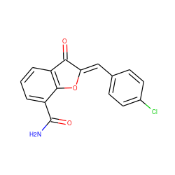 NC(=O)c1cccc2c1O/C(=C\c1ccc(Cl)cc1)C2=O ZINC000169348799