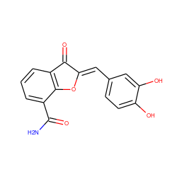 NC(=O)c1cccc2c1O/C(=C\c1ccc(O)c(O)c1)C2=O ZINC000169348805