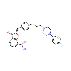 NC(=O)c1cccc2c1O/C(=C\c1ccc(OCCN3CCN(c4ccc(F)cc4)CC3)cc1)C2=O ZINC000169348819