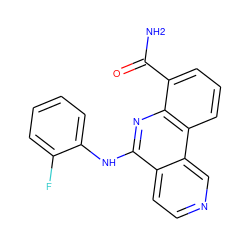 NC(=O)c1cccc2c1nc(Nc1ccccc1F)c1ccncc12 ZINC000073159425