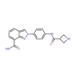 NC(=O)c1cccc2cn(-c3ccc(NC(=O)C4CNC4)cc3)nc12 ZINC000045394332