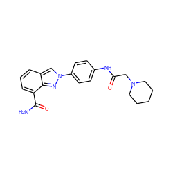 NC(=O)c1cccc2cn(-c3ccc(NC(=O)CN4CCCCC4)cc3)nc12 ZINC000045340161