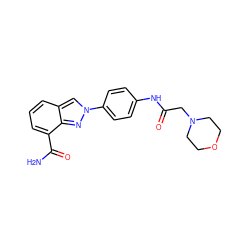 NC(=O)c1cccc2cn(-c3ccc(NC(=O)CN4CCOCC4)cc3)nc12 ZINC000045347243