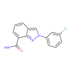 NC(=O)c1cccc2cn(-c3cccc(Cl)c3)nc12 ZINC000049088562