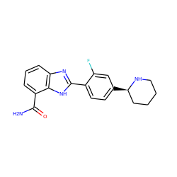 NC(=O)c1cccc2nc(-c3ccc([C@@H]4CCCCN4)cc3F)[nH]c12 ZINC000049066661