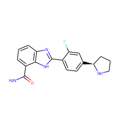 NC(=O)c1cccc2nc(-c3ccc([C@H]4CCCN4)cc3F)[nH]c12 ZINC000049069484