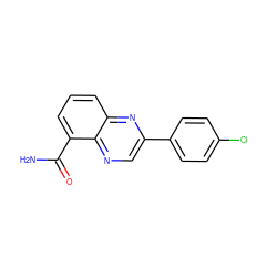 NC(=O)c1cccc2nc(-c3ccc(Cl)cc3)cnc12 ZINC000001489509