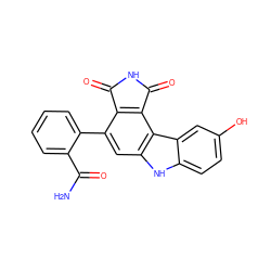 NC(=O)c1ccccc1-c1cc2[nH]c3ccc(O)cc3c2c2c1C(=O)NC2=O ZINC000034804161