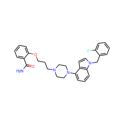 NC(=O)c1ccccc1OCCCN1CCN(c2cccc3c2ccn3Cc2ccccc2F)CC1 ZINC000148540314