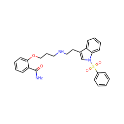 NC(=O)c1ccccc1OCCCNCCc1cn(S(=O)(=O)c2ccccc2)c2ccccc12 ZINC000299868935