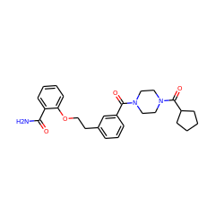 NC(=O)c1ccccc1OCCc1cccc(C(=O)N2CCN(C(=O)C3CCCC3)CC2)c1 ZINC000040414194