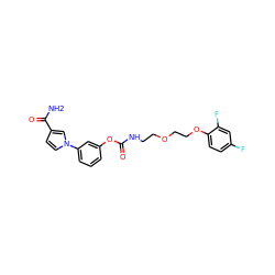 NC(=O)c1ccn(-c2cccc(OC(=O)NCCOCCOc3ccc(F)cc3F)c2)c1 ZINC000095552075