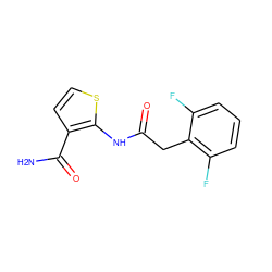 NC(=O)c1ccsc1NC(=O)Cc1c(F)cccc1F ZINC000071315834