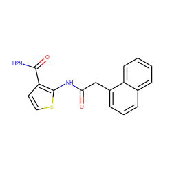 NC(=O)c1ccsc1NC(=O)Cc1cccc2ccccc12 ZINC000004275766