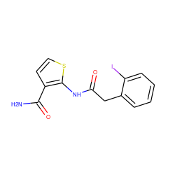 NC(=O)c1ccsc1NC(=O)Cc1ccccc1I ZINC000071329450