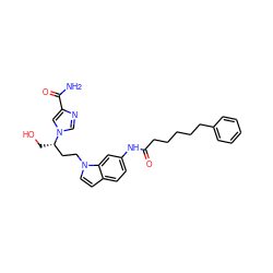 NC(=O)c1cn([C@@H](CO)CCn2ccc3ccc(NC(=O)CCCCCc4ccccc4)cc32)cn1 ZINC000013580951