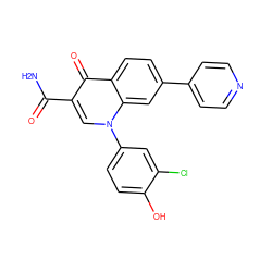 NC(=O)c1cn(-c2ccc(O)c(Cl)c2)c2cc(-c3ccncc3)ccc2c1=O ZINC000027306889