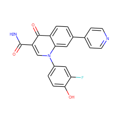 NC(=O)c1cn(-c2ccc(O)c(F)c2)c2cc(-c3ccncc3)ccc2c1=O ZINC000027309359