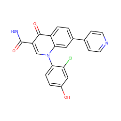 NC(=O)c1cn(-c2ccc(O)cc2Cl)c2cc(-c3ccncc3)ccc2c1=O ZINC000027306749