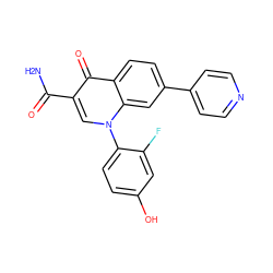 NC(=O)c1cn(-c2ccc(O)cc2F)c2cc(-c3ccncc3)ccc2c1=O ZINC000027307925