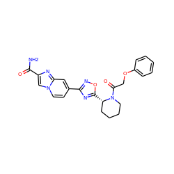 NC(=O)c1cn2ccc(-c3noc([C@H]4CCCCN4C(=O)COc4ccccc4)n3)cc2n1 ZINC000299857956