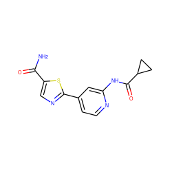 NC(=O)c1cnc(-c2ccnc(NC(=O)C3CC3)c2)s1 ZINC000299870673