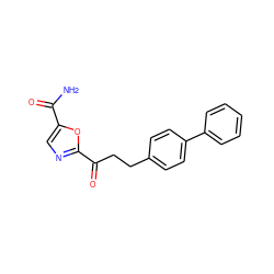 NC(=O)c1cnc(C(=O)CCc2ccc(-c3ccccc3)cc2)o1 ZINC000029135826