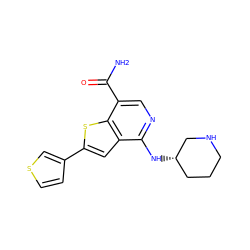 NC(=O)c1cnc(N[C@H]2CCCNC2)c2cc(-c3ccsc3)sc12 ZINC000136872519