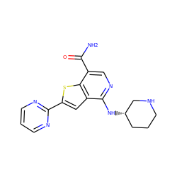 NC(=O)c1cnc(N[C@H]2CCCNC2)c2cc(-c3ncccn3)sc12 ZINC000064560330